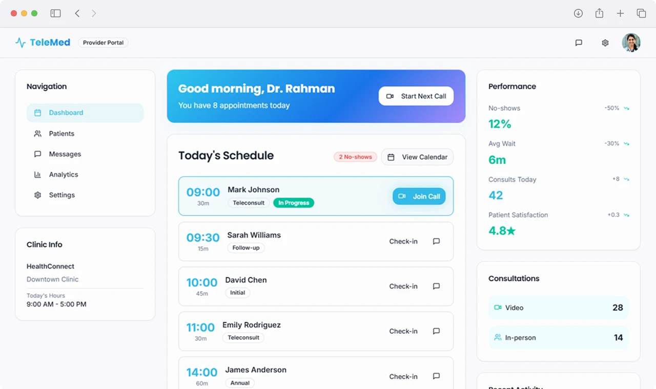 AI Telemedicine Patient Health Metrics and Digital Prescription Interface
