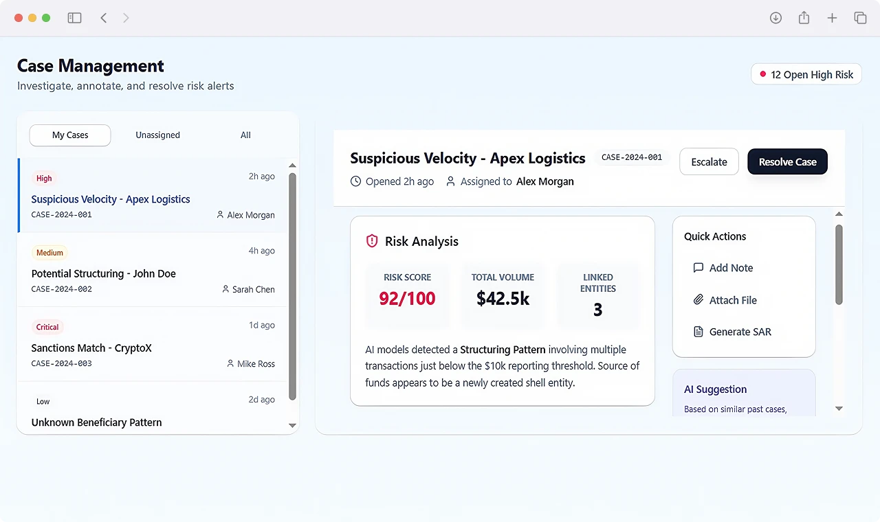 Automated Fraud Alerts and Case Investigation Workspace