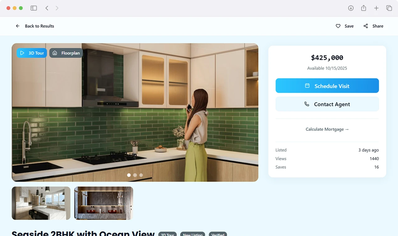 Shortlisted Saved Favorite Property Listings Screen