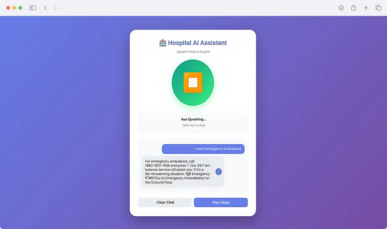 Live voice synthesis response with bilingual emergency healthcare guidance