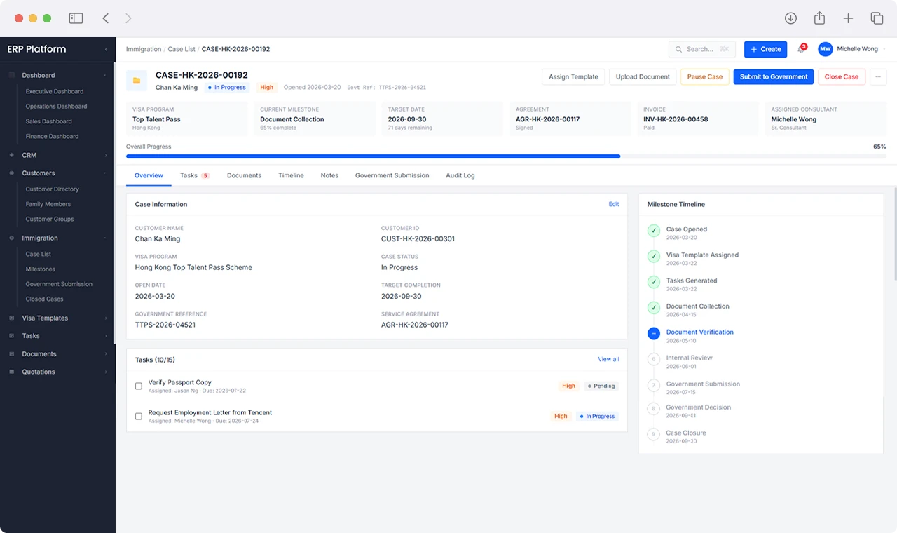 Immigration ERP Platform Screenshot 4