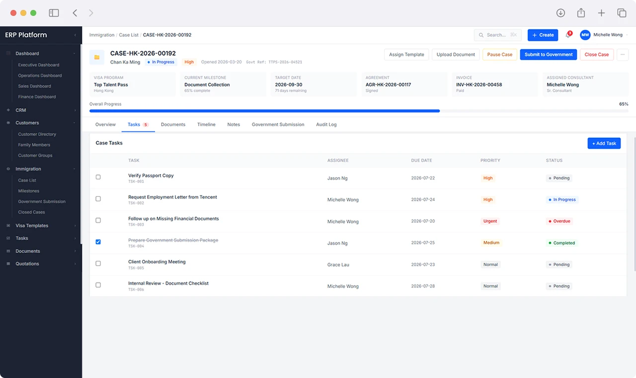 Immigration ERP Platform Screenshot 5