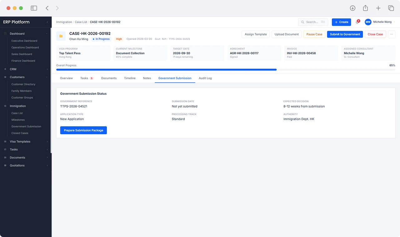 Immigration ERP Platform Screenshot 6