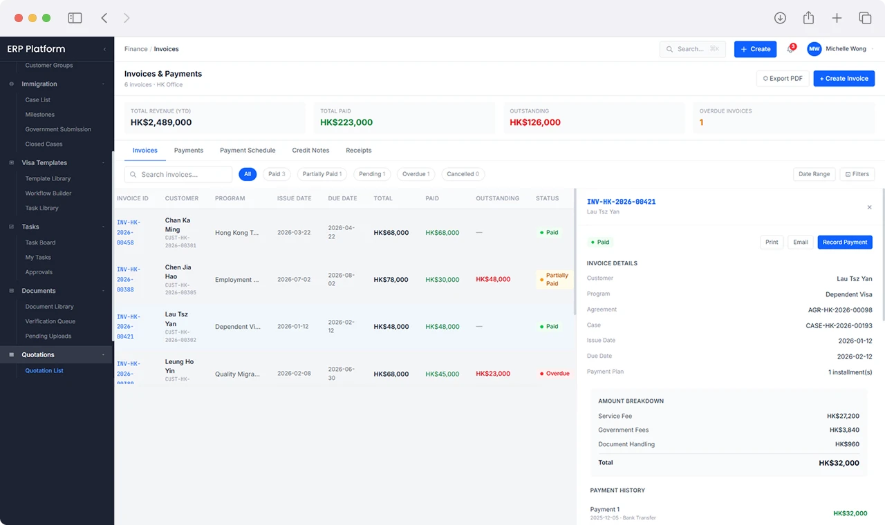 Immigration ERP Platform Screenshot 7