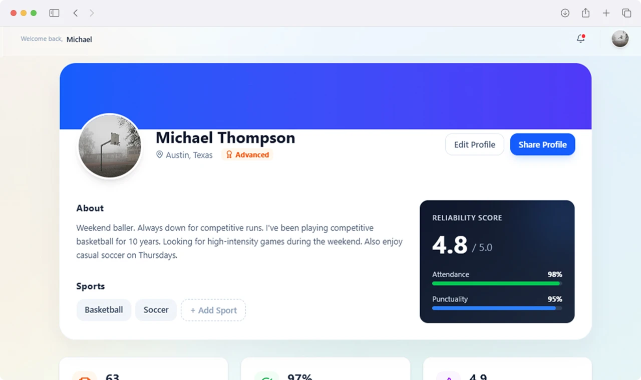 Multi-Sport Community Platform Screenshot 5