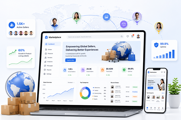 Multi-Vendor Marketplace Onboarded 1.5K+ Sellers Globally in First 12 Months.